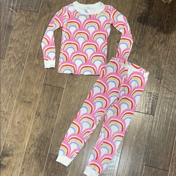 GUC Hanna Andersson Pink and Yellow Rainbow Kids Pajama Set - Picture 2 of 4